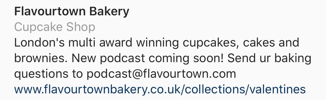 @flavourtownbakery website link in Instagram bio links to relevant seasonal collection